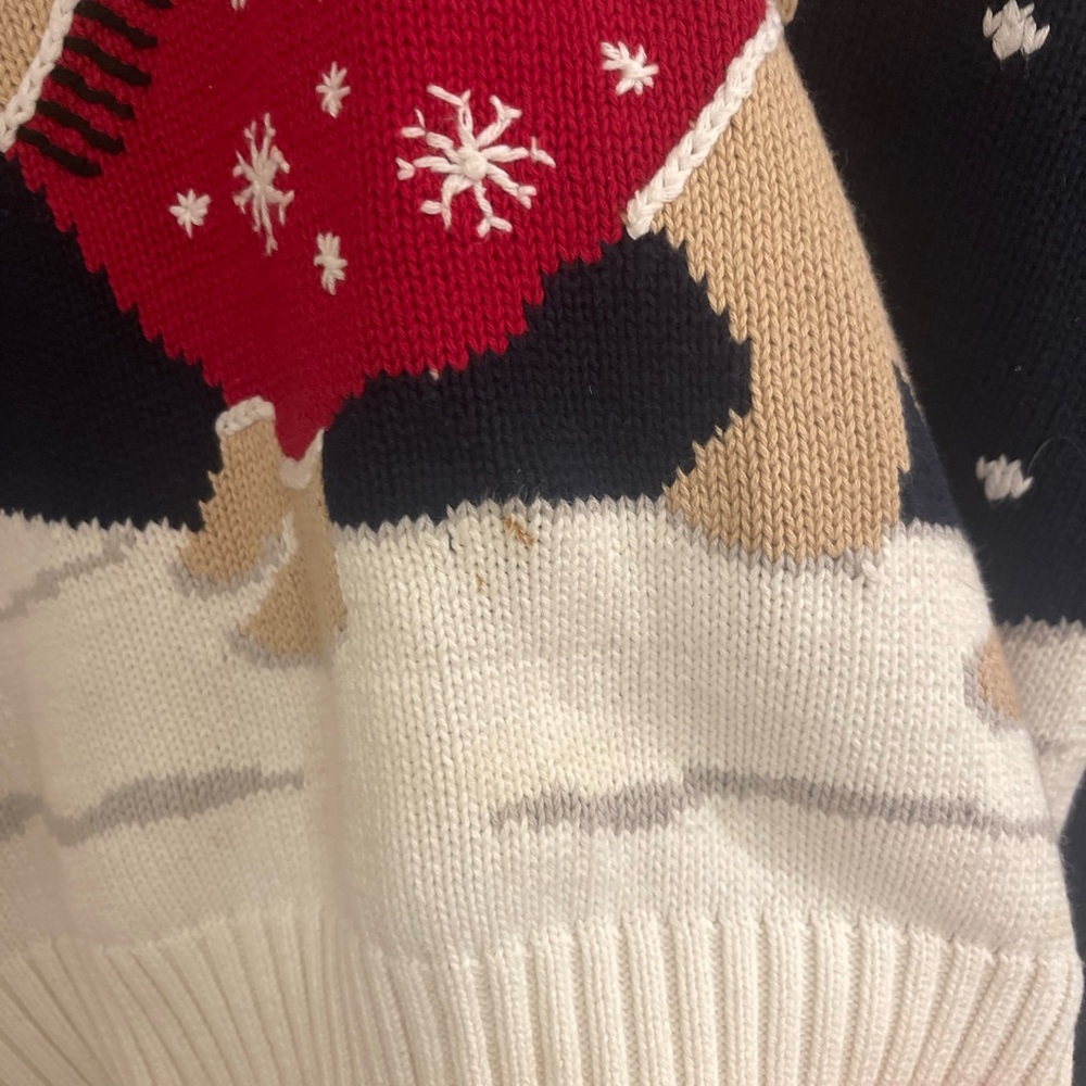 Vintage Navy Dog Christmas Winter Holiday Grandmacore Pullover Sweater - Picture 4 of 7